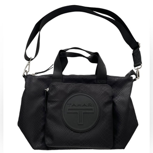 Tahari Shoulder Bag Crossbody w Front Zip‎ Pocket Black Snake Print